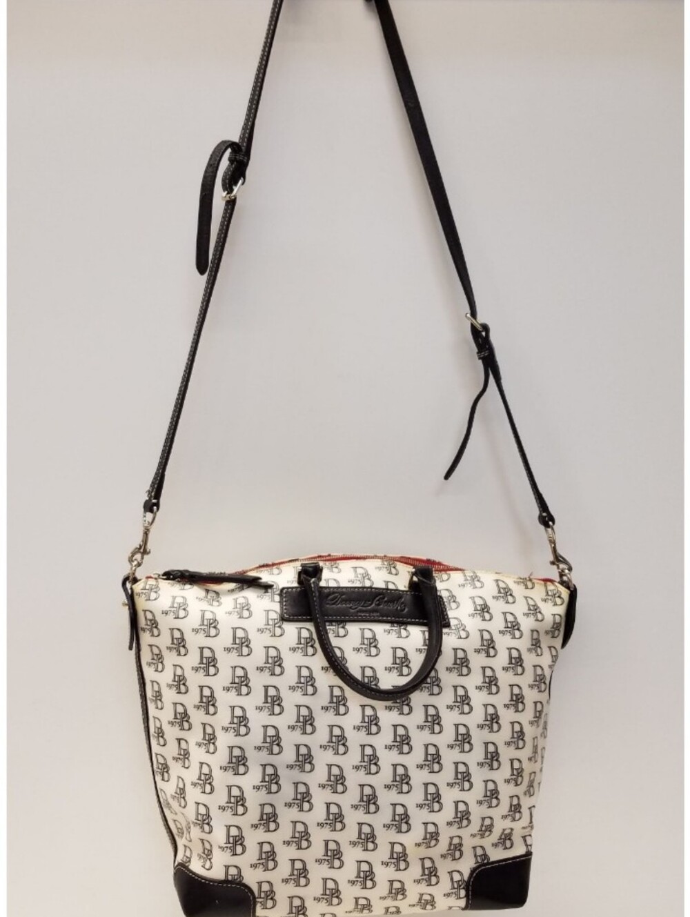 Dooney & Bourke White and Black Logo Crossbody Tote